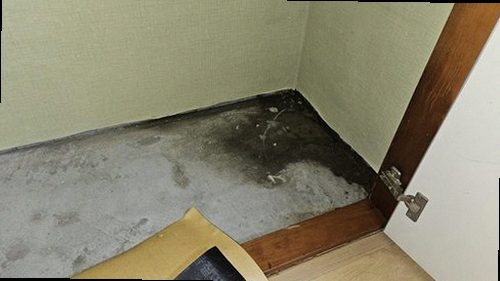 남동구 누수탐지 베란다 천장에 나타난 백화와 누수 흔적을 확인하는 현장